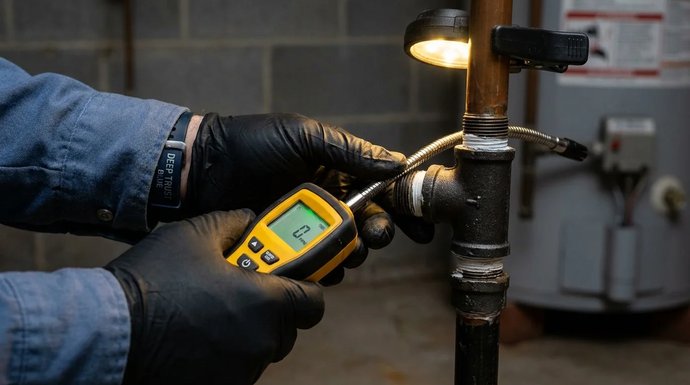 Gas leak detection with electronic sniffer by Johns Plumbing LLC in Beckemeyer