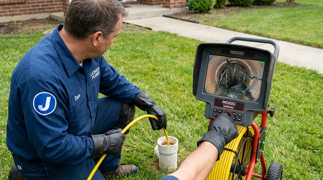Sewer camera inspection being performed by Johns Plumbing LLC in Beckemeyer