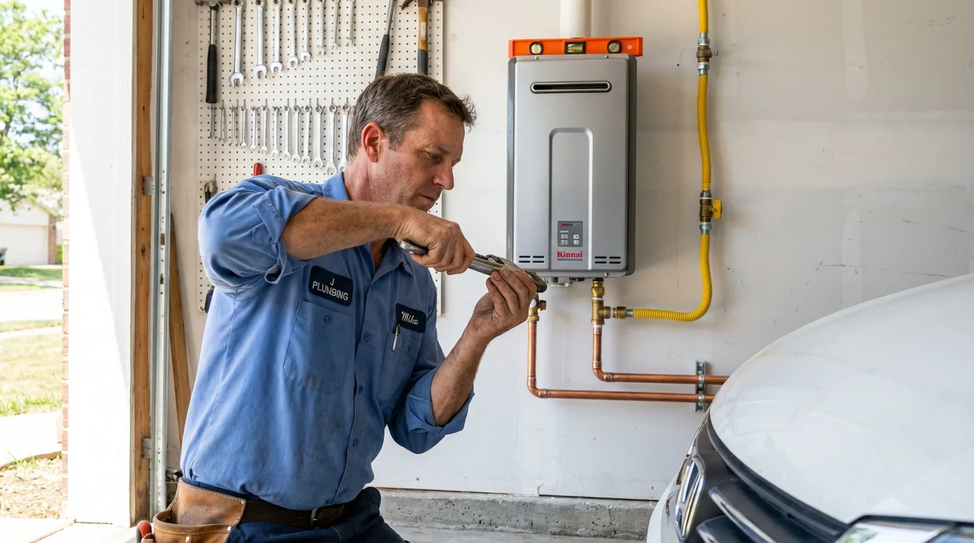 Tankless water heater installation by a Johns Plumbing LLC plumber in Beckemeyer
